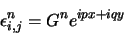 \begin{displaymath}
\epsilon_{i,j}^n = G^n e^{ipx + iqy}
\end{displaymath}